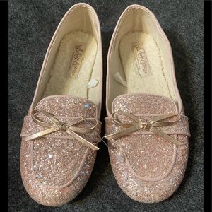 Self-Esteem Pink Glitter Loafers Sz 3 Girls NWOT